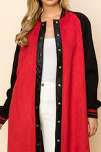 Burgundy/Red Maxi Faux Suede Jacket
