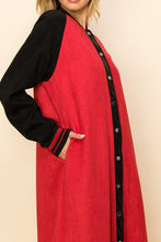 Burgundy/Red Maxi Faux Suede Jacket