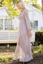 Blush Silver Shimmery Long Sleeve Maxi Dress