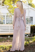 Blush Silver Shimmery Long Sleeve Maxi Dress