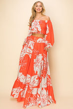 Orange Off Shoulder Top And Maxi Skirt Set
