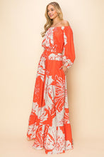 Orange Off Shoulder Top And Maxi Skirt Set