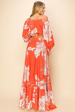 Orange Off Shoulder Top And Maxi Skirt Set