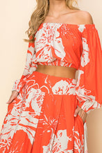 Orange Off Shoulder Top And Maxi Skirt Set