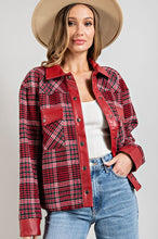 Red Mixed Faux Leather Plaid Jacket