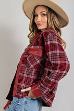 Red Mixed Faux Leather Plaid Jacket