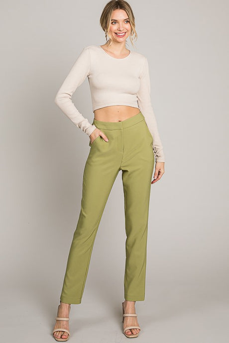 Grass Green Basic Long Pants