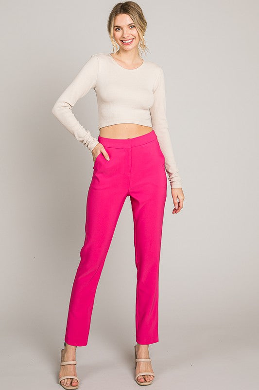 Hot Pink Basic Long Pants