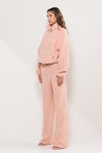Blush Teddy Cozy Half Zipup Top And Pants Lounge Set