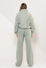 Sage Teddy Cozy Half Zipup Top And Pants Lounge Set