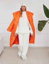 Neon Orange Long Diamond Pattern Coat