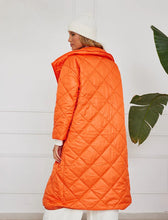 Neon Orange Long Diamond Pattern Coat