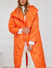 Neon Orange Long Diamond Pattern Coat