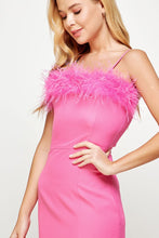 Pink Feather Trimmed Off-shoulder Mini Dress