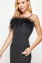 Black Feather Trimmed Off-shoulder Mini Dress