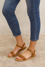 Brown Flat Open Sandal With Buckle Strap