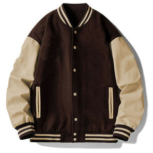 Brown Melton Lettermans Varsity Jacket