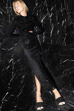 Black Mock Neck Sequin Maxi Dress With Side Cut-out