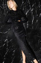 Black Mock Neck Sequin Maxi Dress With Side Cut-out