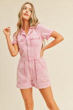 Cool Pink Washed Denim Utility Romper