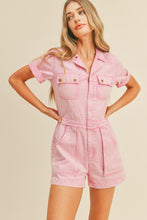 Cool Pink Washed Denim Utility Romper