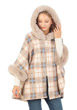 Fashion Faux Fur Edge Plaid Jacket