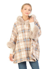 Fashion Faux Fur Edge Plaid Jacket