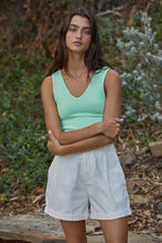 Neon Mint Sleeveless V-neck skinny Top