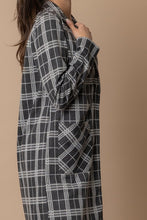 Charcoal Ivory Plaid Blazer Coat with Pockets