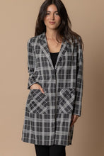 Charcoal Ivory Plaid Blazer Coat with Pockets