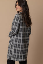 Charcoal Ivory Plaid Blazer Coat with Pockets