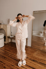 Champagne Ostrich Feathers Pajama Pants Set