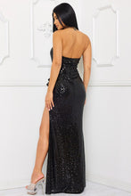 Black Sequin Tube Top Maxi Dress