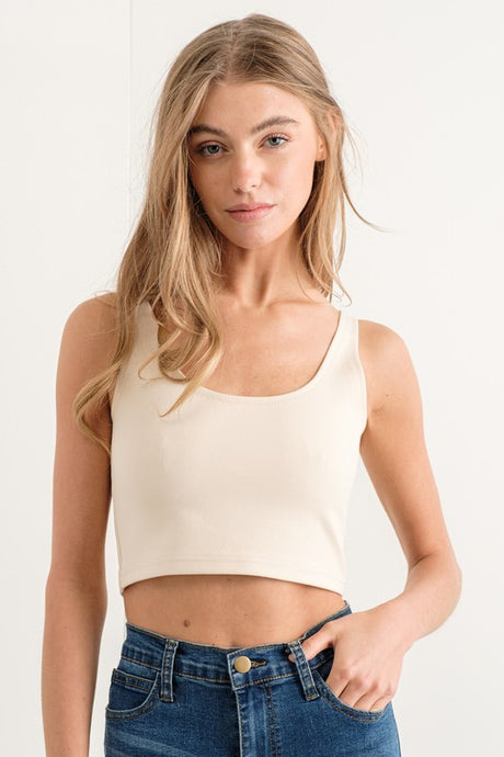 White Ponte Crop Top