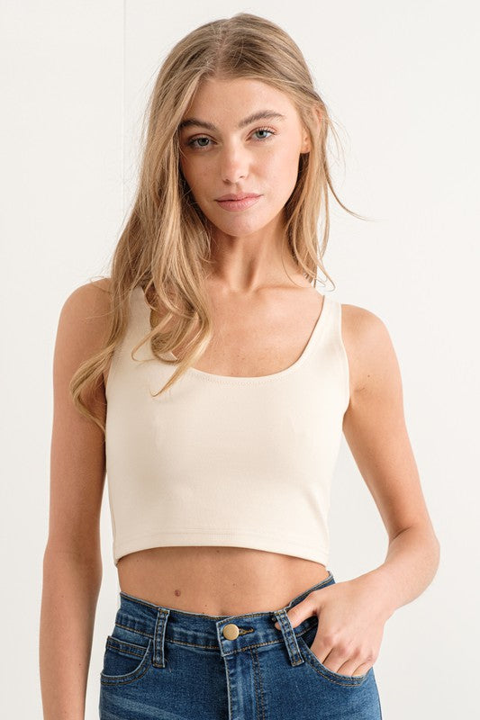 White Ponte Crop Top