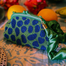 Green/Blue Jade Hand-beaded Clutch, Lush Green/blue
