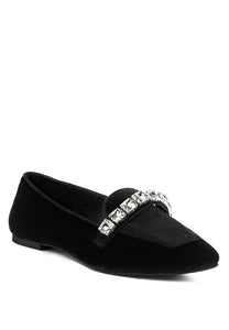 Black Lamington Handcrafted Velvet Diamante Loafers