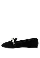 Black Lamington Handcrafted Velvet Diamante Loafers