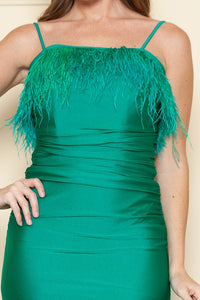 Emerald Feather Top Mermaid Evening Dress