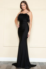 Black Feather Top Mermaid Evening Dress