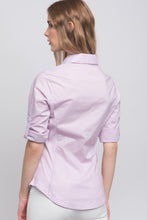Light Purple Solid Contrast Button Down Panel Shirt