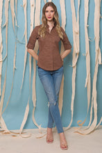 Brown Solid Contrast Button Down Panel Shirt
