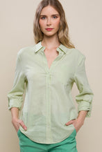 Light Green Classic Button Front Linen Shirt