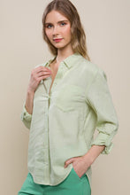 Light Green Classic Button Front Linen Shirt
