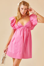 Candy Pink Ruffle Detail Tie Back Poplin Dress