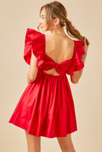 Candy Red Ruffle Detail Tie Back Poplin Dress