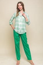Green Plaid Patch Pocket Button-Up Shirt