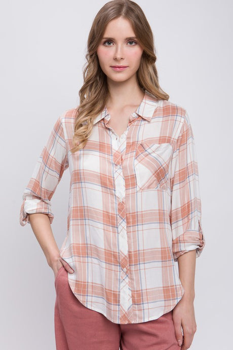 Terra Plaid Patch Pocket Button-Up Shirt