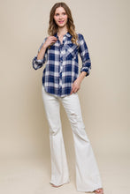 Navy Plaid Patch Pocket Button-Up Shirt