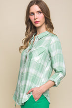 Green Plaid Patch Pocket Button-Up Shirt